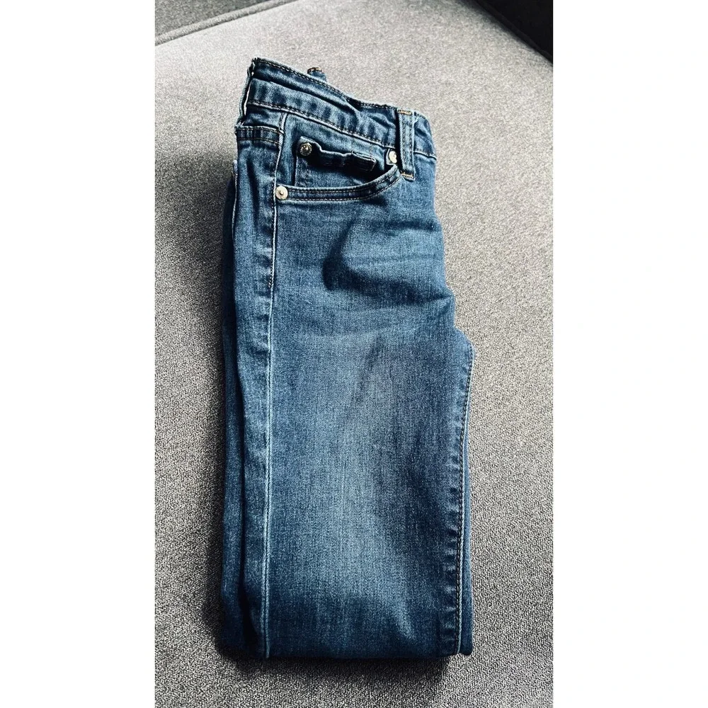 7 For All Mankind Skinny Jeans Kids Size 7 Blue Adjustable Waist Stretch Denim